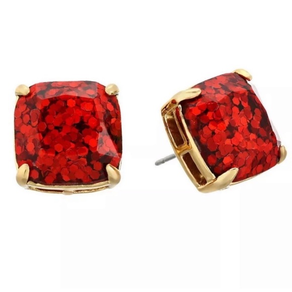 KATE SPADE • Red Glitter & Glee Squared Away Earrings - Picture 4 of 5